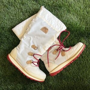 Sorel damen waterproof white boots with red laces winter snowboots